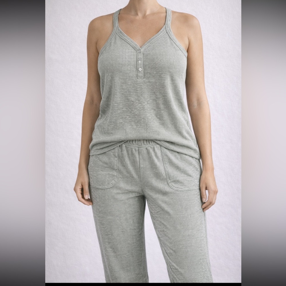 Tranquil & True Waffle Knit Lounge Set Tank Top Pants Pijama - Size Large